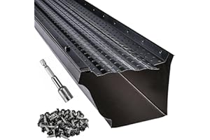 LEAFTEK DIY GUTTER GUARDS LeafTek Gutter Guards for Leaves 6" x 200' Black – Heavy-Duty Premium Aluminum Gutter Cover System with Vented Raised Ridge – DIY-Friendly Leaf Guard – USA Made – Lifetime Protection