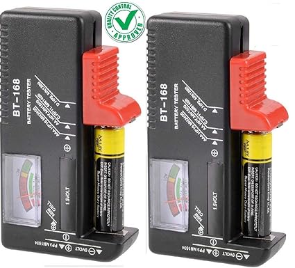 DOCOSS -Pack of 2-Universal Battery Tester Battery Checker for AAA AA C D 9V 1.5V Button Coin Cell Household Battery Capacity Tester Batteries Tester