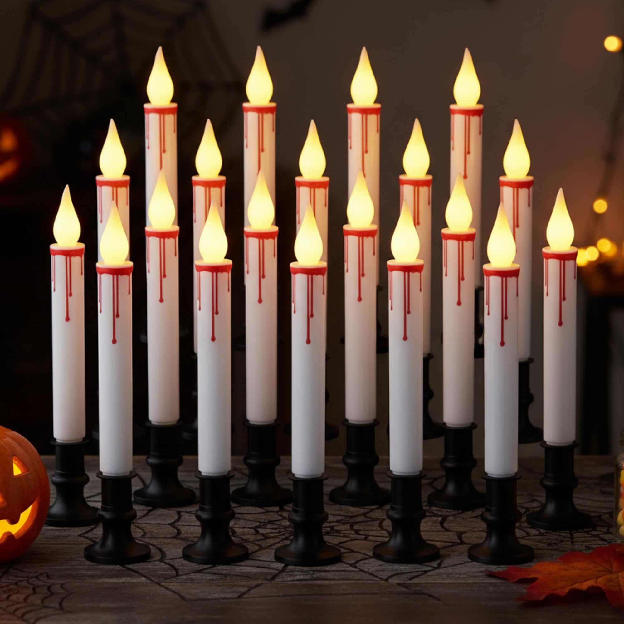 Photo 1 of ***Factory seal***

Baquler  Pieces Halloween Window Candle Lights with Sensor Dusk to Dawn Flameless Taper Candles Bulk Drip Wax Battery Operated Candle LED Candlesticks for Halloween Indoor Decoration Party (White)