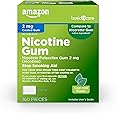 Amazon Basic Care Coated Nicotine Polacrilex Gum 2 mg, Cool Mint Flavor, Stop Smoking Aid, 160 Count