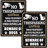 Clotide 2 Pack Beware of Dogs Sign, 10" x 14" Rust Free Aluminum Metal No Trespassing Private Property Sign, UV Protected and