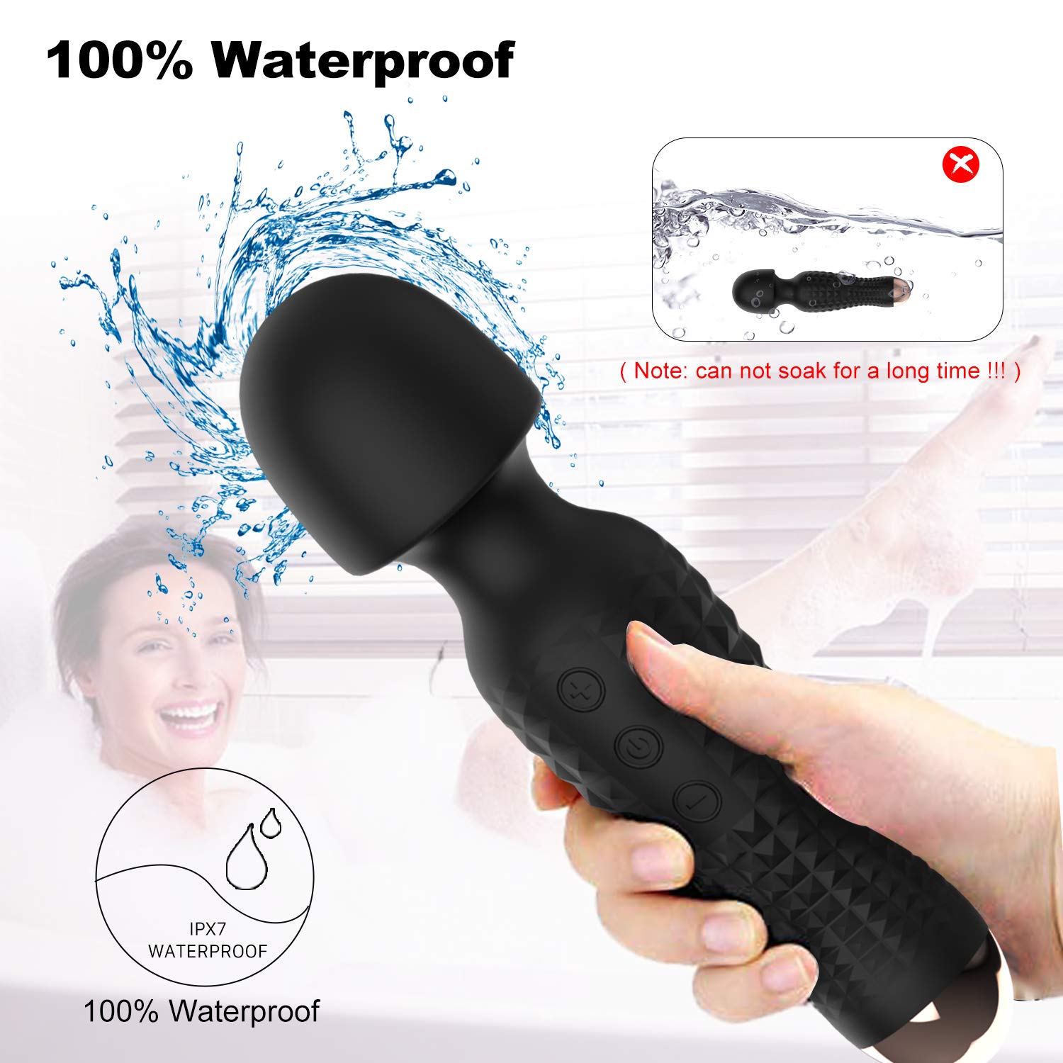 Personal Therapeutic Massage Wands, Handheld Cordless Massage Wand Rechargeable with 12 Powerful Vibration Modes for Full Body Massaging Sports Recovery & Muscle Aches Original Magic Wands (Black)