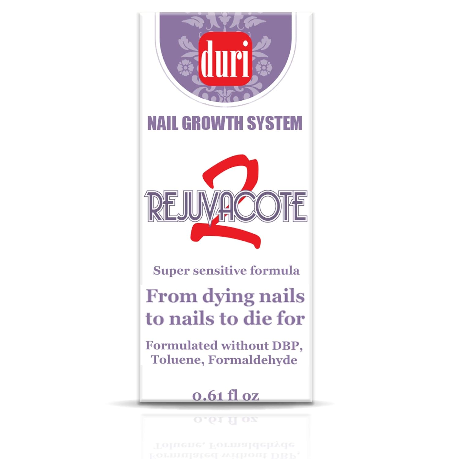 duri Rejuvacote 2 Nail Growth System, Super sensitive formula, Base and Top Coat, 0.61 fl.oz. : Beauty