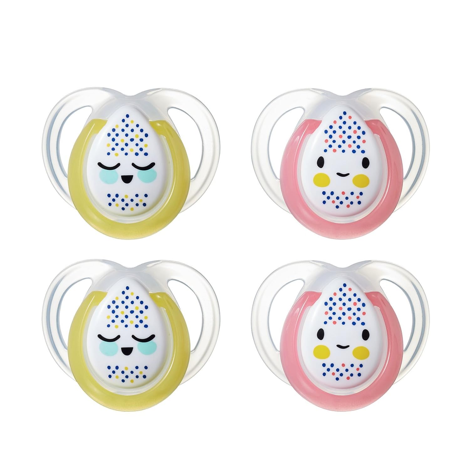 Tommee Tippee Closer to Nature Night Time Newborn Baby Pacifier, 0-6 Months - Unisex, 4 Pack