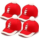 JaGely 4 Pieces Christmas Baseball Cap Santa Hat Adult Xmas Cap Adjustable Unisex Vintage Golf Baseball Hat, Red & White