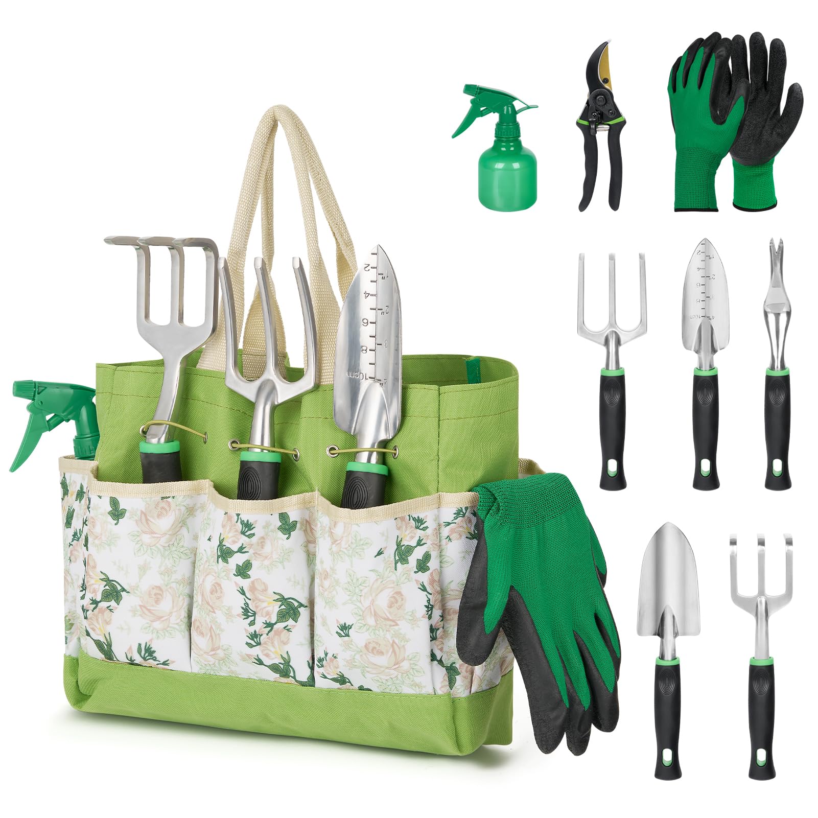 Photo 1 of GreatBuddy Garden Tool Set for Women, 9 Piece Heavy Duty Rust-Proof Gardening Tool Set with Ergonomic Handles & Durable Organizer Handbag, Ideal Gardening Gifts for Mothers, Gardener, Beginners