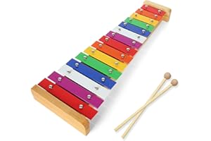 LOLYSIC 15 Tone Xylophone Glockenspiel Colorful Wooden Xylophone Xilofono Instrument with 2 Mallets for Beginner