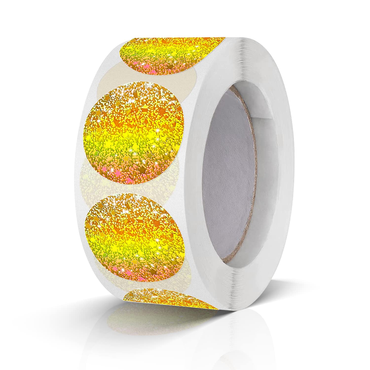 Round Stickers Gold 1 Inch Circle Labels Color Coding Glitter Shiny Dot Sticker Waterproof Removable Roll of 500