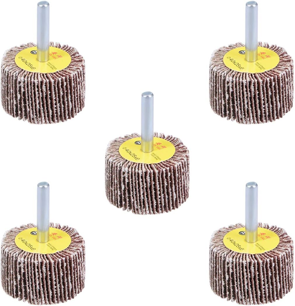 sourcing map 1-1/2 Inch Flap Wheels Shank Mounted Sanding Disc Abrasive Wheel 80 Grits 5 Pcs