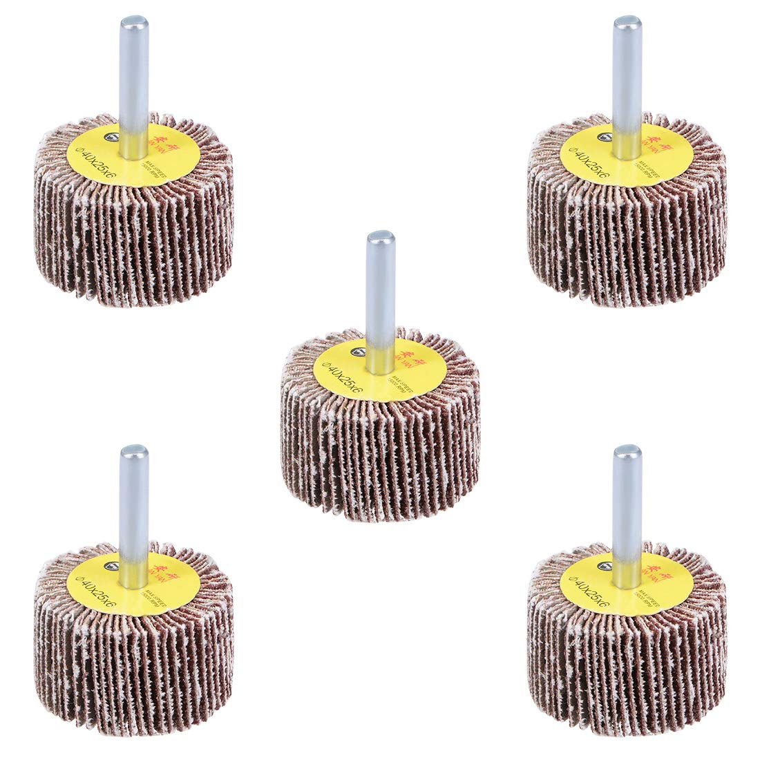 sourcing map 1-1/2 Inch Flap Wheels Shank Mounted Sanding Disc Abrasive Wheel 80 Grits 5 Pcs