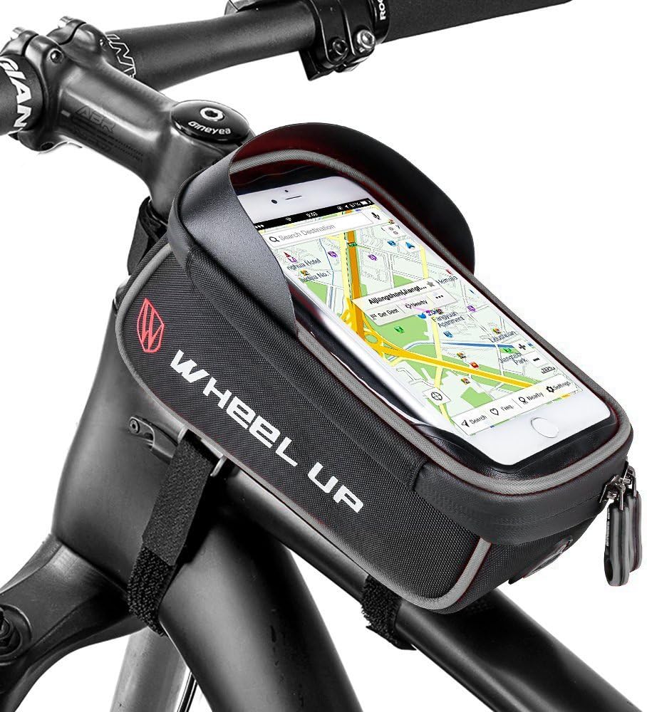 Selighting Bike Handlebar Bag Waterproof Bike Phone Holder Bicycle Frame Touchscreen Phone Pouch for Smartphone Below 6 inch