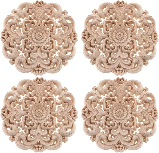 Homedectime 4pcs Chino Combinan Apliques Redondos De Madera