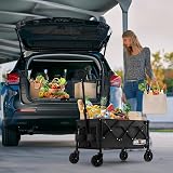 Overmont 100L Camping Trolley - 220LBS Capacity, Collapsible Wagon, Black view 7