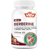 VEV Berberine Supplement with Ceylon Cinnamon, Cayenne Pepper, 120 Capsules | With Turmeric, Milk Thistle, Supports Metabolic Health, Immune System, Soy-Free, Gluten, Dairy, NON GMO, Easy to Swallow
