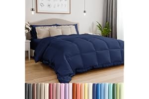 CGK UNLIMITED King Size, Navy Blue Alternative Down Comforter - Warm, Lightweight, Luxury and Breathable Hotel Quality Bedding Set - All Season Fluffy and Cozy Oversized Cooling Microfiber Duvet Insert Comforter