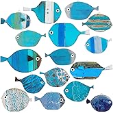Spiareal 15 Pcs Fish Wall Decor Wooden School of Fish Wall Art Nautical Decor Vintage Hanging Coastal Fishing Sculpture Ocean Theme Ornaments Gifts for Lake House Bathroom Bedroom(Classic)