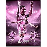 Soccer Superstar Lionel Messi Signed Poster For Kids Fans Room Bedroom Wall Decor-Sports Star Posters Canvas Art Print Picture For Teen Boy Birthday Gifts
