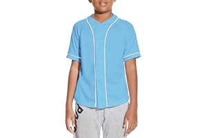 BAICAIYU Kids Baseball Jersey Solid Button Down Shirts Sports Uniform for Boy Girl Softball Jersey Hip Hop Short Sleeve