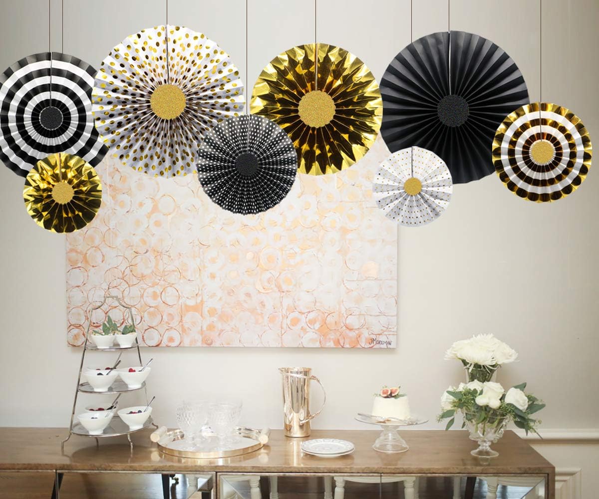KAXIXI Party Hanging Paper Fans Decorations, Wedding Birthday Bachelorette Bridal Shower Party Ceiling Hangings Gender Reveal Baby Shower Party Decorations, 8pc: Home & Kitchen