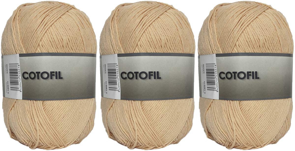 Yarn Ball of Cotofil 100% Cotton Perfect for DIY and Hand Knitting (Meat Color 100 g, Approx. 220 Meters Pack of 3 pcs)