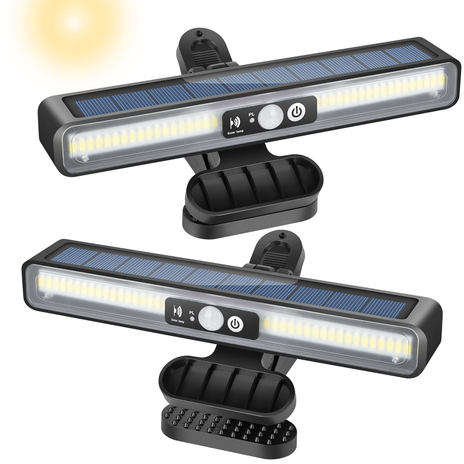 LEKIA Solar Lights Outdoor, Clip On Solar Lights Garden with Motion Sensor, 36 LEDs 2 Mounting Ways Security Light Solar Powered for Fence Garage Camping Driveway, 2 Pack (Cool White) — image 1