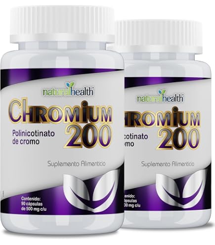 Natural Health Chromium 400 | Suplemento Alimenticio con Polinicotinato de Cromo y L-Carnitina Duopack
