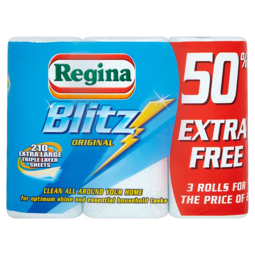 Regina Blitz XL 3 Ply Kitchen Roll Paper Towels 70 Sheets Each Roll