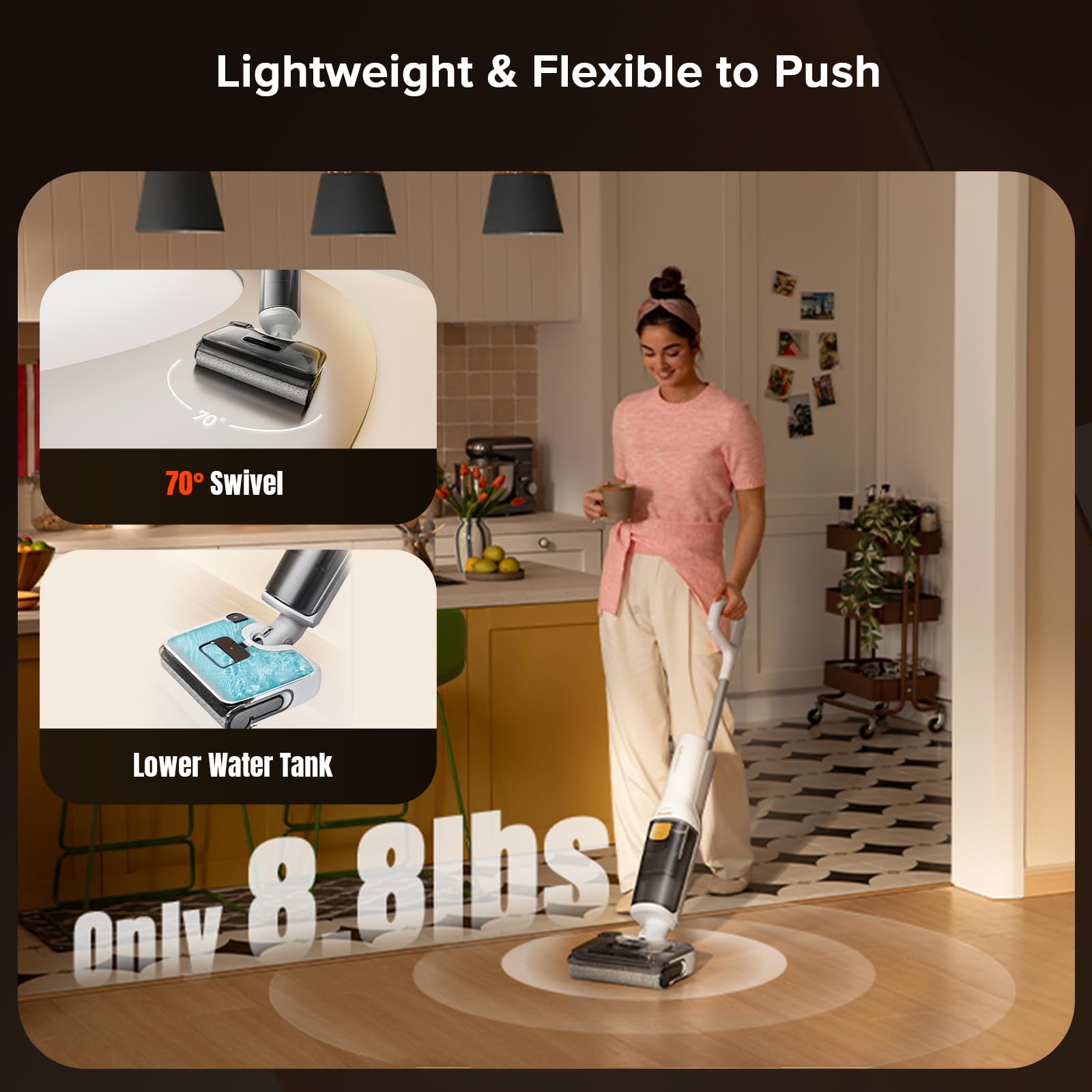 Roborock F25 GT Trapeador Aspirador Todo en Uno, Aspirador en Seco Húmedo Inalámbrico, 20000Pa Máquina Limpiadora de Pisos para Azulejos, Madera, Pisos de Vinilo, Trapeador Eléctrico Autolimpiante de Borde a Borde con 180°