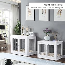 unipaws Furniture Style White Dog Crate for Medium