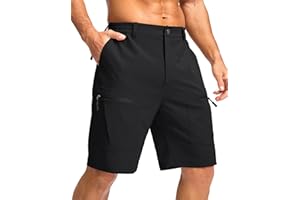 Pudolla Men's Hiking Cargo Shorts 9" Lightweight Stretch Travel Work Shorts for Men Outdoor Casual with 5 Pockets