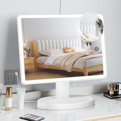 Funtouch Large Lighted Vanity Mirror 88 LEDs 10X Magnification 360°