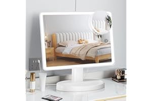Funtouch Large Lighted Vanity Makeup Mirror with 88 LED, 360 Rotation Touch Screen, 10X Magnification Portable Tabletop Cosmetic Make Up Mirror