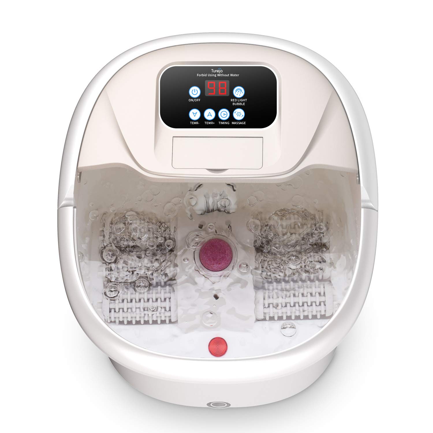 Turejo Foot Spa Bath Massager with Heat Bubbles, Upgraded 6 Automatic Massage Rollers & Pedicure Attachments, Pumice Stone, Time & Temprature Control, Soothe Your Tired Feet: Beauty