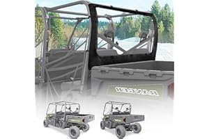 QYMOTO Polaris Ranger 570 Full Size Rear Window Fit for Ranger 800 Full-Size Round Tube, Soft PVC Dust Panel for Ranger 500 700 Round Bar ROPS Canvas Rear Windshield (2 Seaters & Crew)