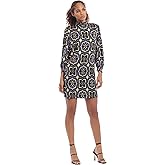 Donna Morgan Womens Long Sleeve Geo Print Shift Dress