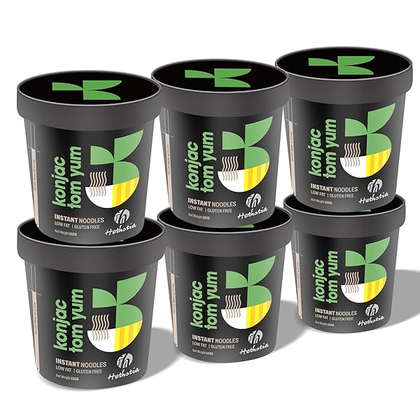 HETHSTIA SHIRATAKI NOODLE TOM YUM SOUP CUPS- 6-PACK KONJAC ANGEL HAIR PASTA, LOW CARB, READY-TO-EAT TOM YUM NOODLE BROTH, LOW GI, HEALTHY ASIAN RAMEN, KETO-FRIENDLY, HOLIDAY FOOD GIFT