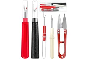 FIVEIZERO Seam Rippers for Sewing – 2 Big and 2 Small Stitch Remover Tools, Thread Ripper, Embroidery Removal Tool with Thread Snips