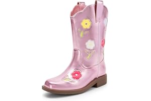 DREAM PAIRS Girls Cowboy Boots Kids Mid Calf Western Riding Boots for Toddler/Little Kid/Big Kid