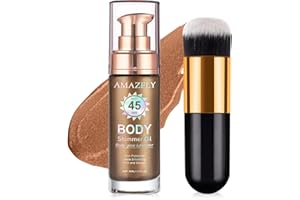 LEMONSAC Shimmer Body Oil, SPF 45 Broad Spectrum, Sunscreen Face and Liquid Luminizer Waterproof Moisturizing, Light Shimmer Glow Illuminator, Smooth Body Highlighter Makeup (#03 Glistening Bronze)