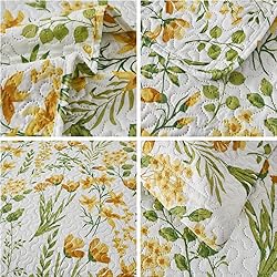 Summer Floral Quilt King Size Lightweight Yellow