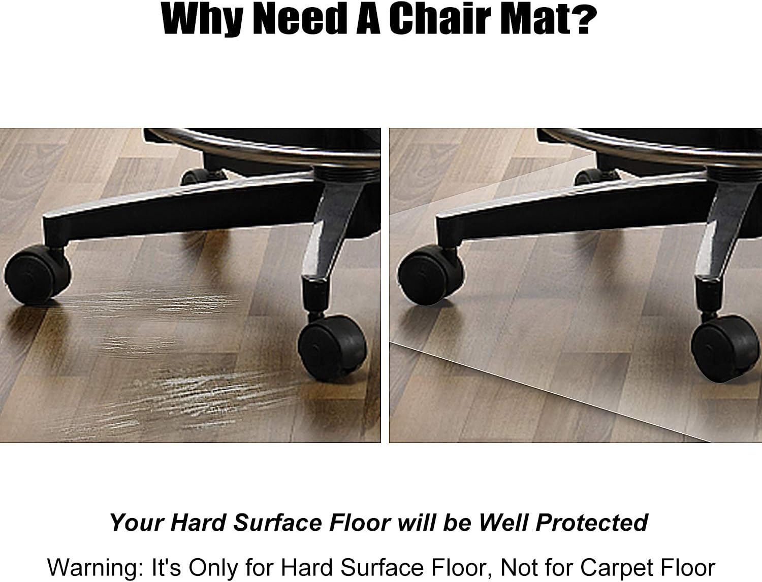 Azadx Home Office Chair Mat 30'' x 48'', Transparent Hard Floors Protector Rectangle, Office Chair Mats for Hard Surfaces (30 x 48'' Rectangle): Kitchen & Dining