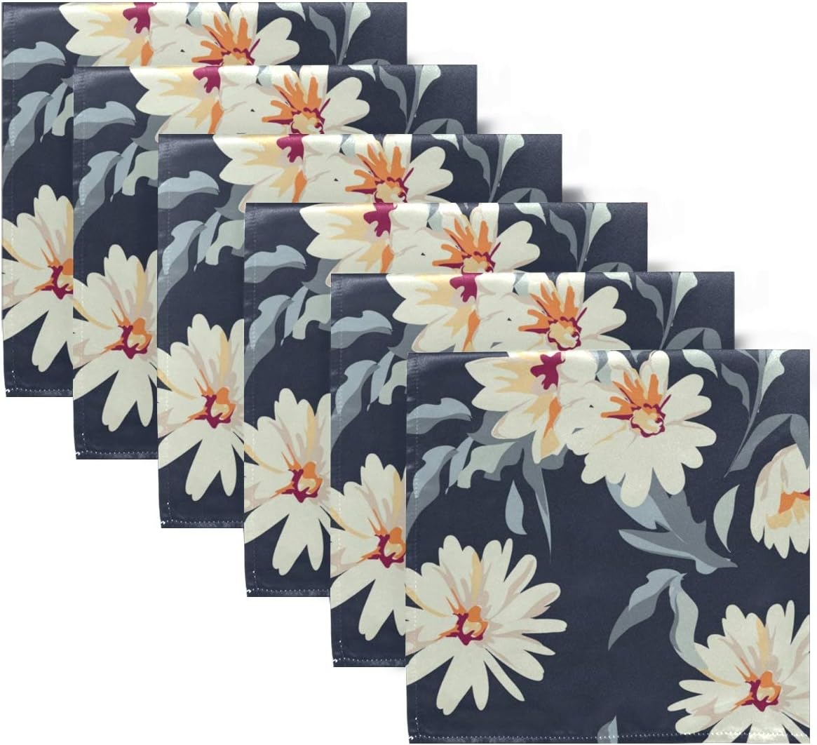 Pretty Daisy Floral Cloth Napkins Polyester Dinner Napkins
