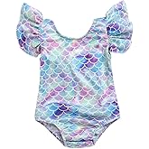 Toddler Girl Baby Ruffles Mermaid Fish Scale Swimsuit One Piece Swimwear Bathing Sunsuit