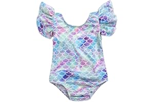 HIHA Toddler Girl Baby Ruffles Mermaid Fish Scale Swimsuit One Piece Swimwear Bathing Sunsuit