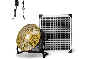 lcocove 10Inch Outdoor Fan, Battery Operated Fan Can Running 3.5-24 Hours, Solar Fans For Home,Outside,Shed,Patio,Greenhouse, with USB Output For Emergency Situation Without Electric