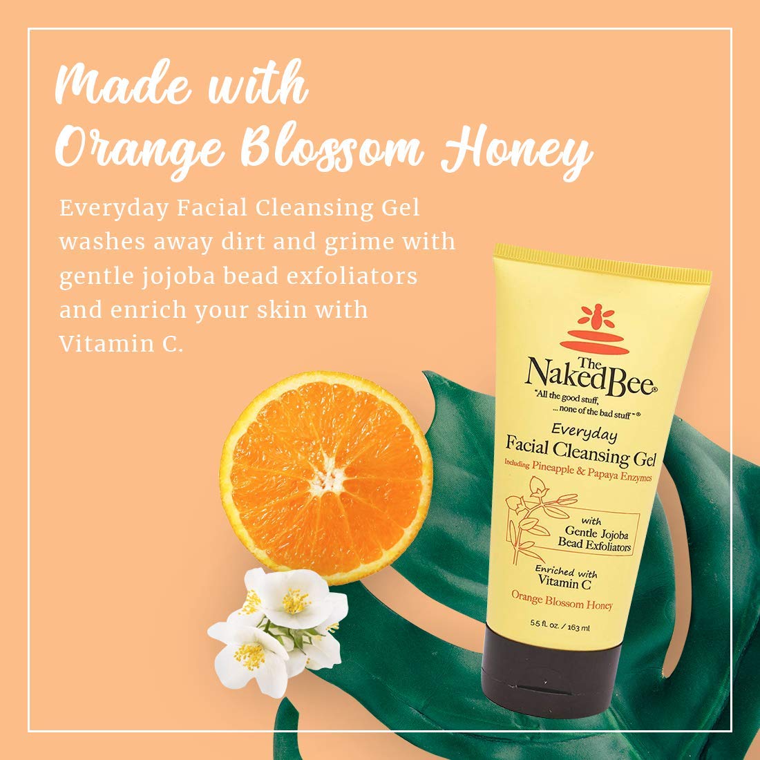 The Naked Bee Orange Blossom Honey Everyday Facial Cleansing Gel, 5.5 Oz: Beauty