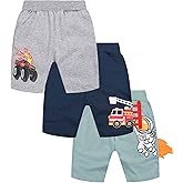 LOKTARC Toddler Boys Knit Shorts Pack of 3, Baby Summer Cotton Pull-on Active Jogger Shorts