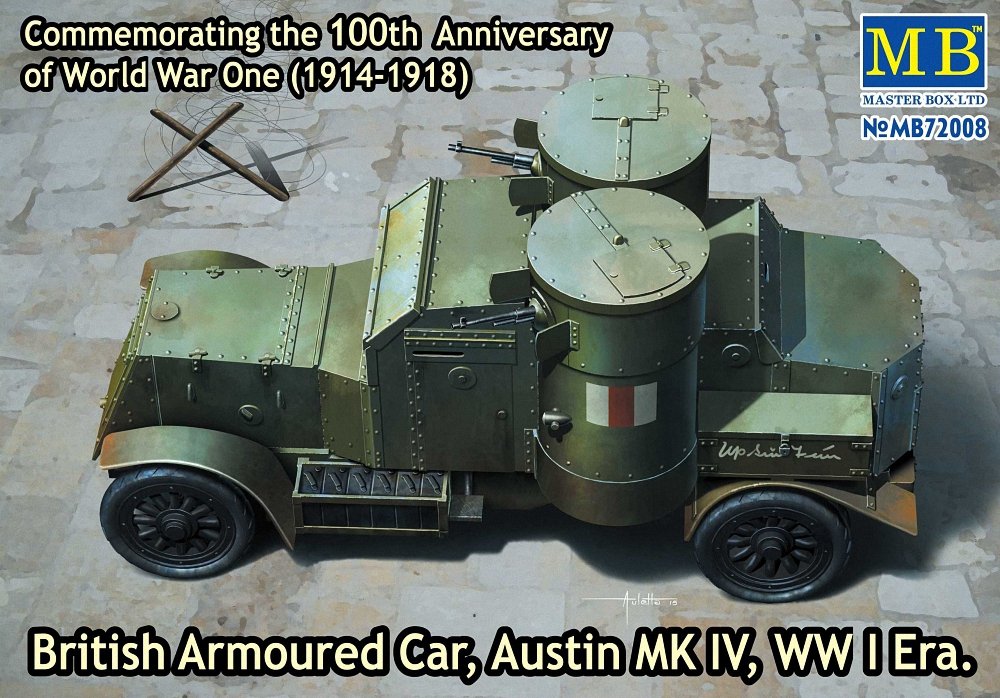 Masterbox 1:72 Scale British Armoured Car Austin MK IV WW I Era Construction Kit (Grey)