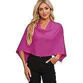 PULI Women Capri Poncho Sweater Petite Cropped Versatile Shawl Slender Frame Fit Soft Knit Wraps Cowl Neck Short Tops
