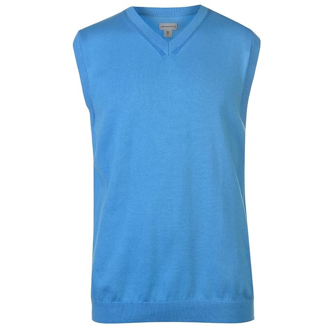 Ashworth Mens Golf Sweater Vest V Neck Over The Head Marq Blue L